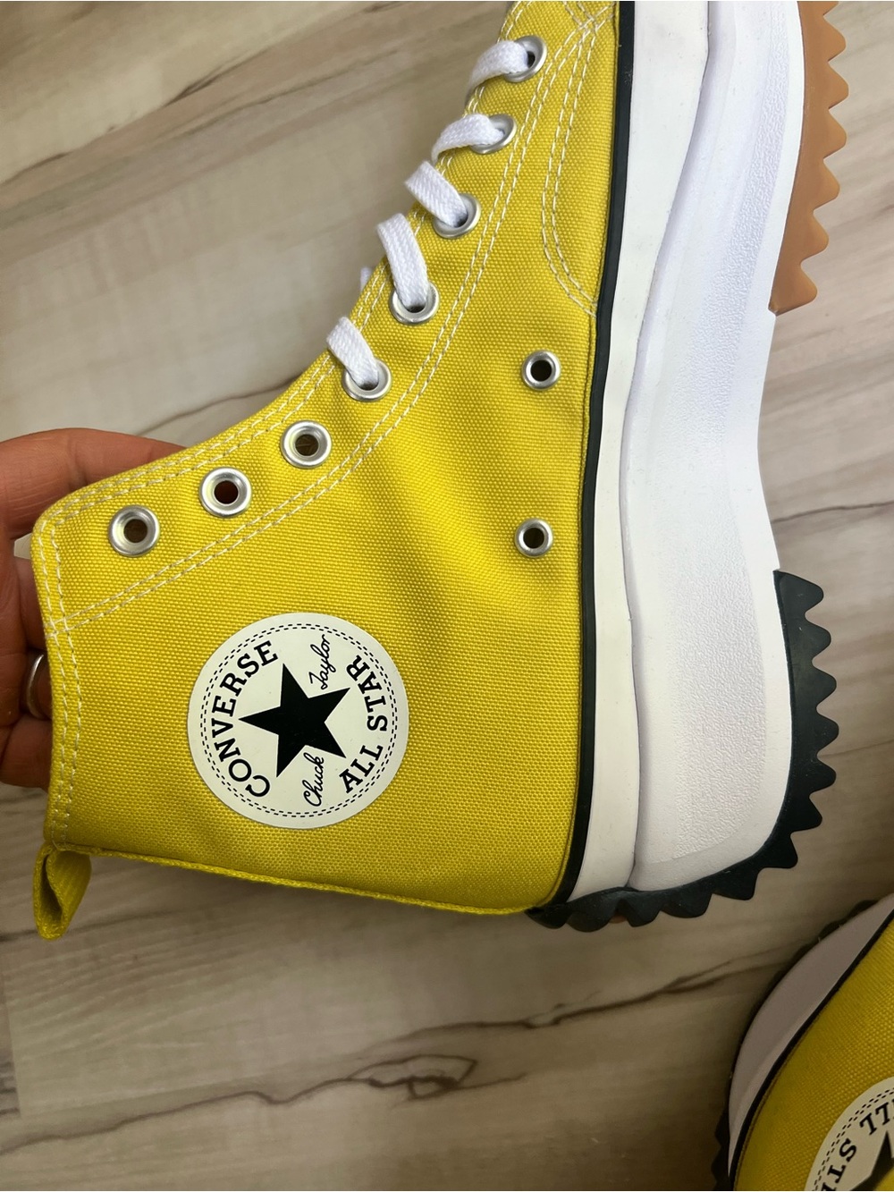 NEW. ONLY TRIED ON. Converse Yellow High-Top Platform Sneakers - Picture 10 of 11
